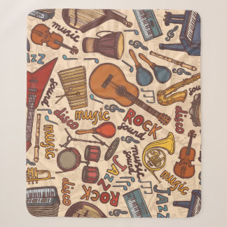 Musical Sketch: Colourful Vintage Seamless. Sherpa Blanket
