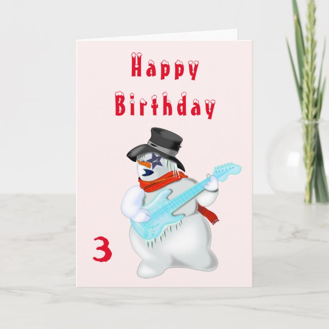 Musical Snowman Birthday Card - Customisable (Front)