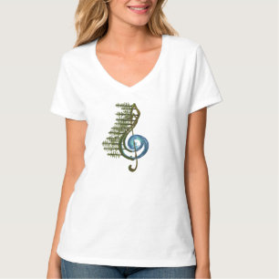 Musical Sol Key Nature Symbol V-neck T-shirt