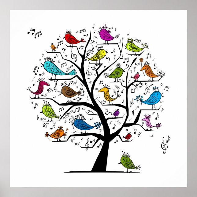 Musical Song Birds Poster (Front)