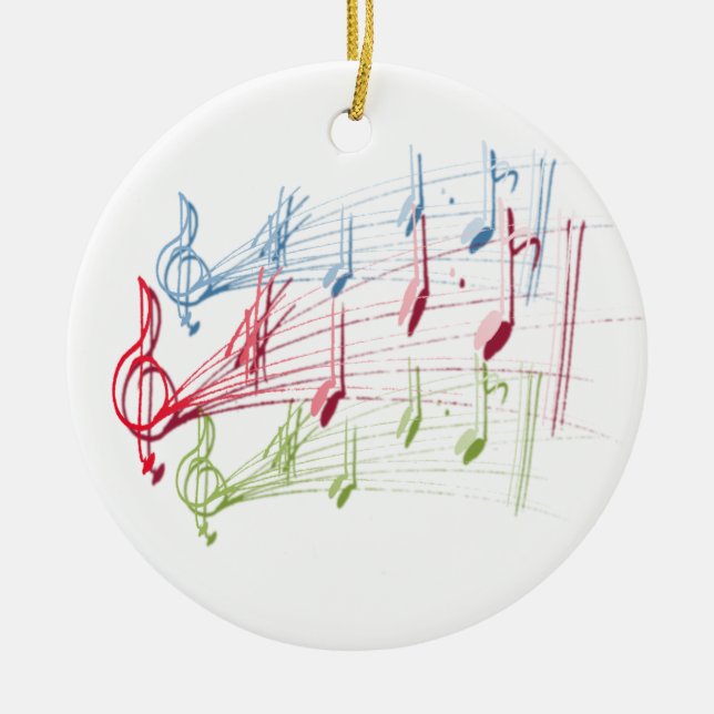 Musical Staff Ceramic Tree Decoration (Front)
