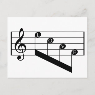 Musical Staff Treble Clef Love Notes Black Design Postcard