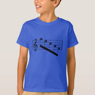 Musical Staff Treble Clef Peace Notes Black Design T-Shirt