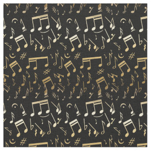 Musical Star printed golden notes Fabric