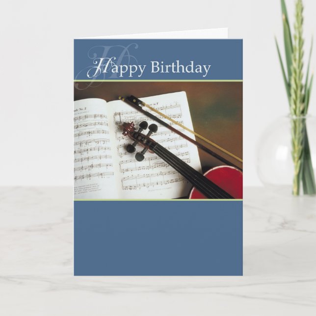 Musical Strings Happy Birthday Card (Front)