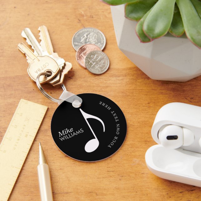 Musical Symbol on Black Keychain with Name (Desk)