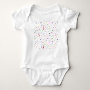 Musical Symbols in Rainbow Colours Baby Bodysuit