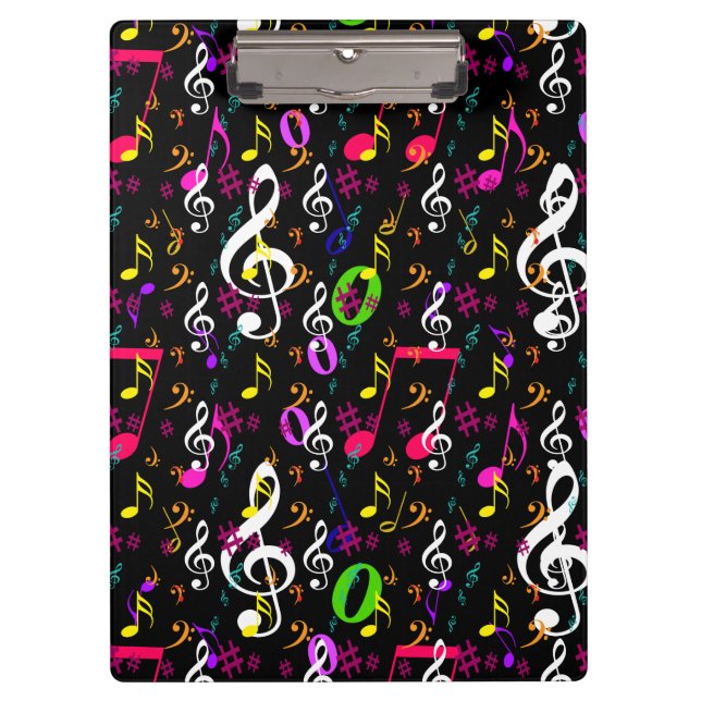 Musical Symbols Pattern Design Clipboard (Front)