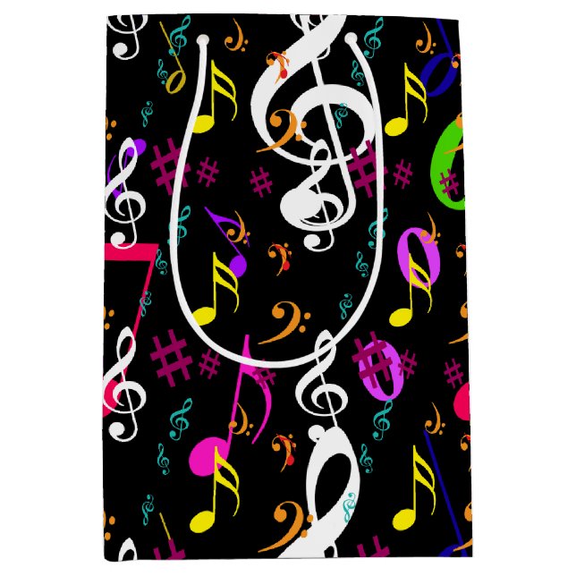 Musical Symbols Pattern Design Medium Gift Bag (Front)