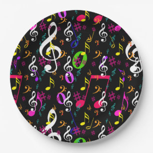 Musical Symbols Pattern Design Paper Plate