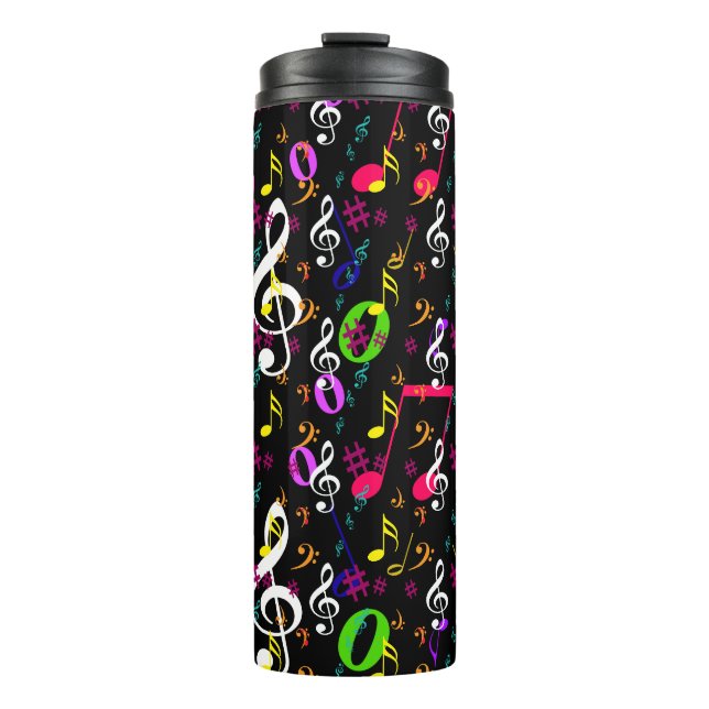 Musical Symbols Pattern Design Thermal Tumbler (Front)