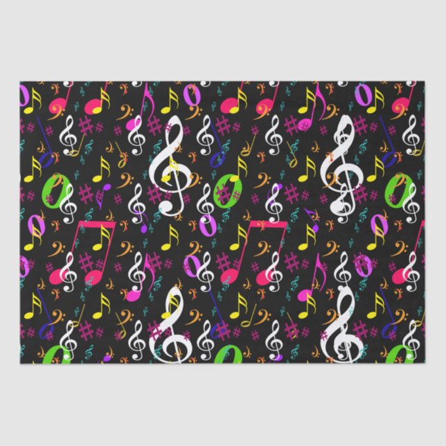Musical Symbols Pattern Design Tissue Paper (Front)