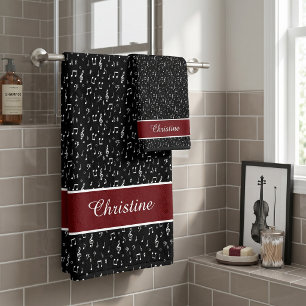 musical symbols personalised bath towel set