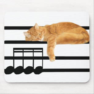Musical tabby kitty cat mouse pad