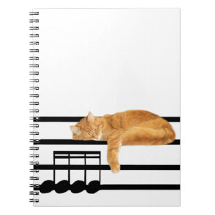 Musical tabby kitty cat spiral notebook