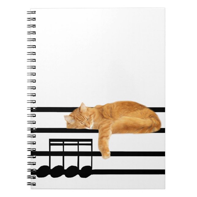 Musical tabby kitty cat spiral notebook (Front)
