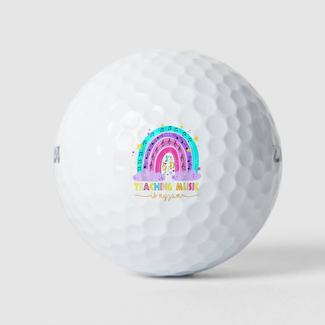 Musical Teacher Teaching Music Is My Jam Rainbow Golf Balls (Front)