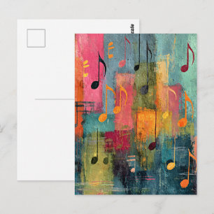 Musical Theme Abstract Art Postcard