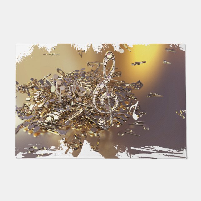 Musical treble clef and falling notes doormat (Front)