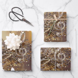 Musical treble clef and falling notes wrapping paper sheet