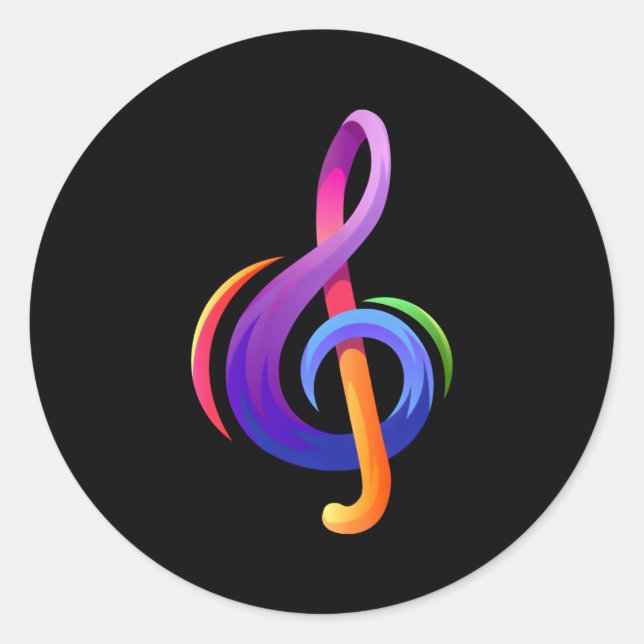 Musical Treble Clef Music Notes G Clef Classic Round Sticker (Front)