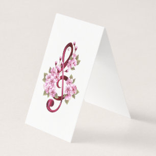 Musical treble clef notes with Sakura flowers