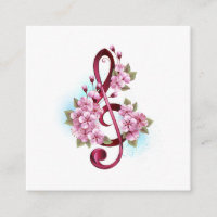 Musical treble clef notes with Sakura flowers