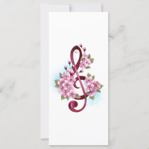 Musical treble clef notes with Sakura flowers