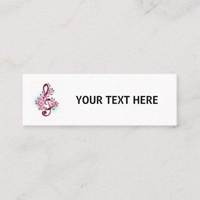 Musical treble clef notes with Sakura flowers Calling Card (Front)