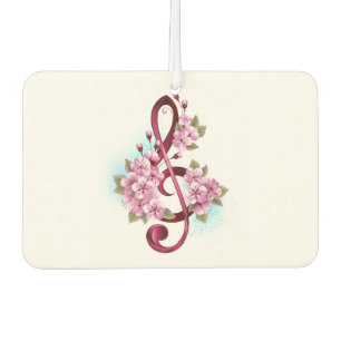 Musical treble clef notes with Sakura flowers Car Air Freshener