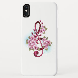 Musical treble clef notes with Sakura flowers Case-Mate iPhone Case