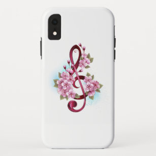 Musical treble clef notes with Sakura flowers Case-Mate iPhone Case
