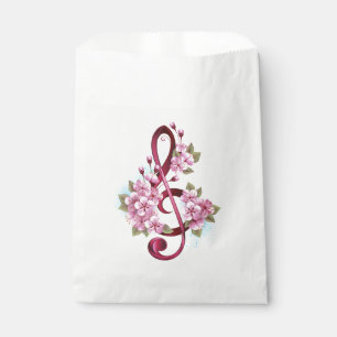 Musical treble clef notes with Sakura flowers Favour Bags