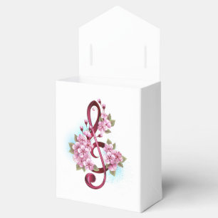 Musical treble clef notes with Sakura flowers Favour Box