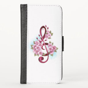 Musical treble clef notes with Sakura flowers Case