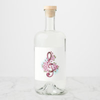 Musical treble clef notes with Sakura flowers