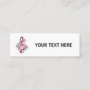 Musical treble clef notes with Sakura flowers Loyalty Card