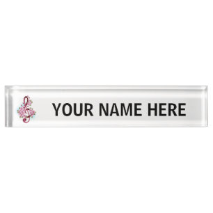 Musical treble clef notes with Sakura flowers Nameplate