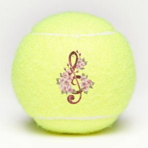 Musical treble clef notes with Sakura flowers Tennis Balls