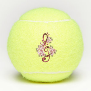 Musical treble clef notes with Sakura flowers Tennis Balls