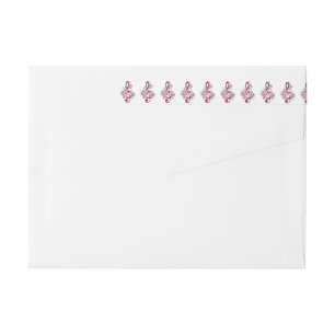 Musical treble clef notes with Sakura flowers Wrap Around Label