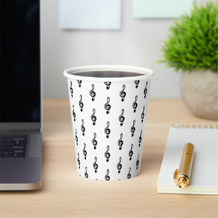 Musical Treble Clef Pattern Paper Cups