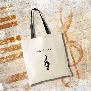 Musical Treble Clef Personalised  Tote Bag