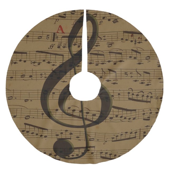 Musical Treble Clef Sheet Music Classic  Brushed Polyester Tree Skirt (Front)
