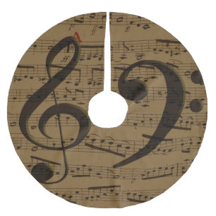 Musical Treble Clef Sheet Music Classic Brushed Polyester Tree Skirt