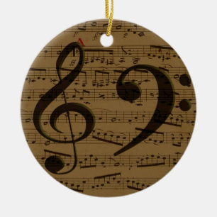 Musical Treble Clef Sheet Music Classic  Ceramic Tree Decoration
