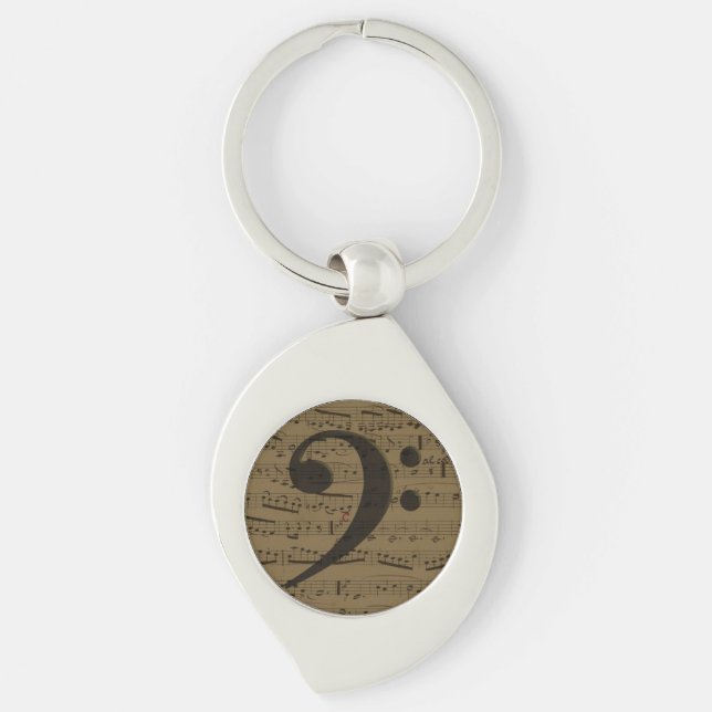 Musical Treble Clef Sheet Music Classic  Key Ring (Front)