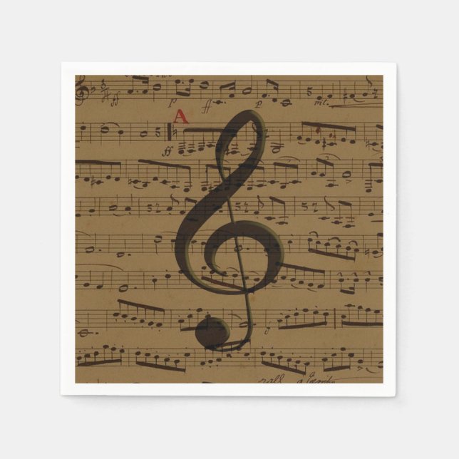 Musical Treble Clef Sheet Music Classic  Napkin (Front)