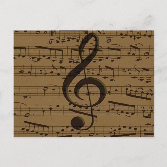 Musical Treble Clef Sheet Music Classic  Postcard (Front)