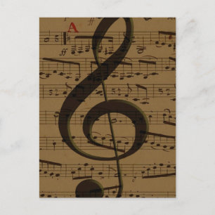 Musical Treble Clef Sheet Music Classic  Postcard
